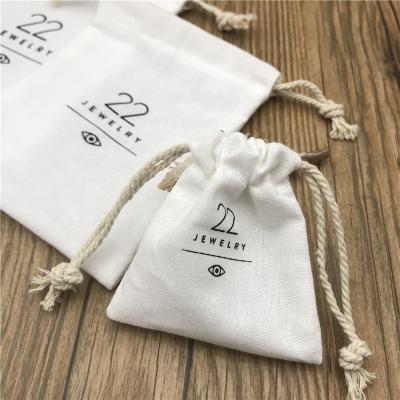 China Recyclable lightweight muslin cotton jewelry bag, small muslin drawstring bag for jewelry for sale