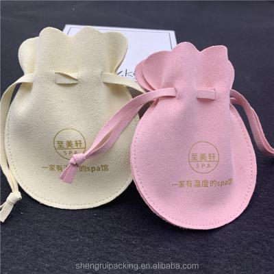 China Cute Round Drawstring Velvet Suede Jewelry Pouch With Drawstring for sale