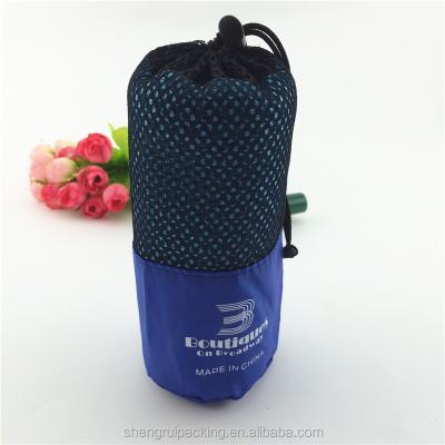 China Recyclable Custom Printed Polyester Mesh Drawstring Bag For Towel for sale