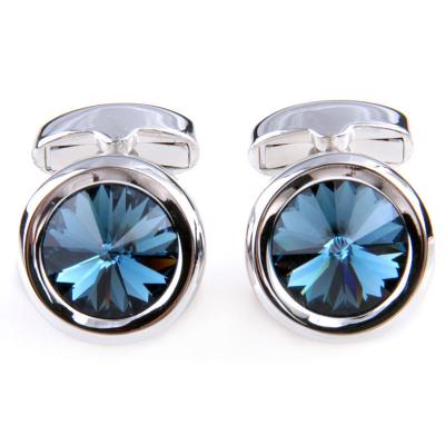 China Crystal Circular Cufflinks Wedding Cufflinks Elegant Shiny Dark Green Cufflinks For Men for sale