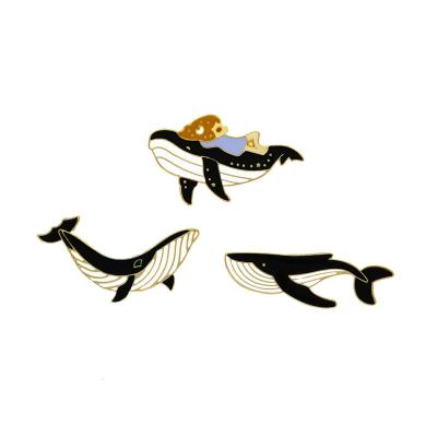 China new 3D European and American girl whale modeling series oil drop brooch metal badge cartoon collar pin for sale