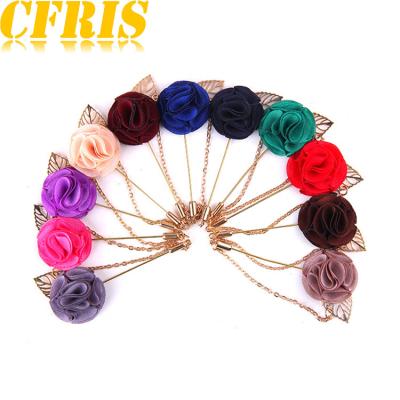 China Europe newest flower lapel pin textile lapel pin with tie for sale