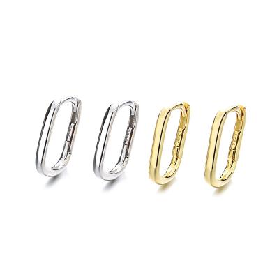 China European and American S925 Sterling Silver cute U-shaped geometric oval earrings shape simple temperament earrings for sale