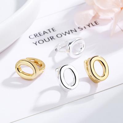 China S925 Sterling Silver simple European and American flap earrings fashion classic earrings fashion classic earring silver version cute o-shaped Korean earrings for sale