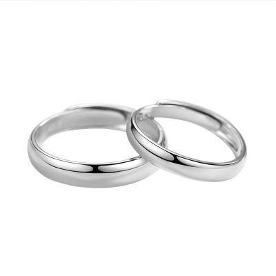 China FASHIONABLE ring s925 sterling silver shiny ring opening men's and women's adjustable couples rings a pair of simple pairs of gift for sale