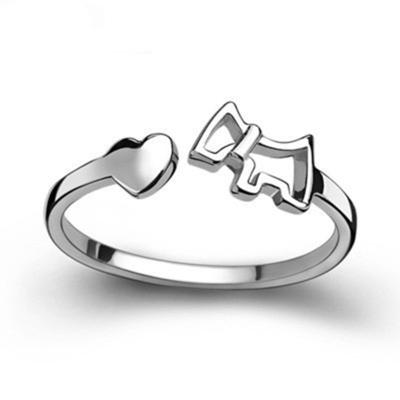 China Factory Wholesale 925 Sterling Silver Cute Animal Tail Ring Pony Open Female Model Couples Ring for sale