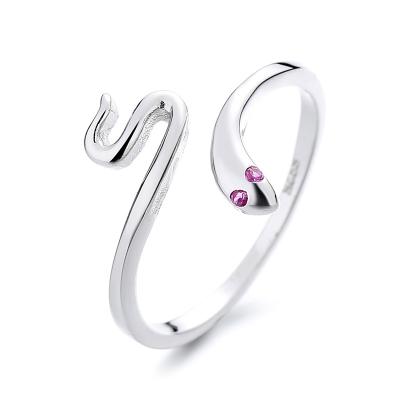 China FASHIONABLE 925 Sterling Silver Snake Open Ring Couple Rings Women's Tail Ring Manufacturers Silver Jewelry for sale