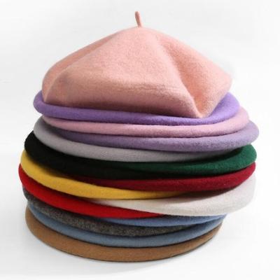 China Winter Simple Casual French Wool Hat Plain Beret Daily Life Vintage Style Girl's Beret Hats Warm Beanies For Women for sale