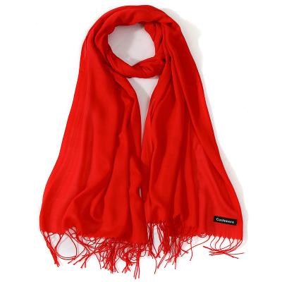 China Autumn Winter Fashion New Solid Color Cashmere Women's Thin Pashmina Shawl Scarf Warm And Windproof Tassel Scarf for sale