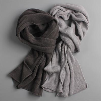 China New Warm Windshield Solid Color Men's Scarves Knit Cashmere Winter Warm Scarf Large Size Thick Warm Unisex Scarf for sale