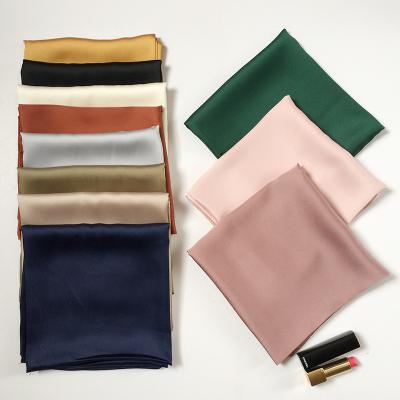 China Holiday Decoration Custom Design Solid Color Square Silk Scarf Women's Neck Scarf 70*70Cm For Bag Decoration for sale