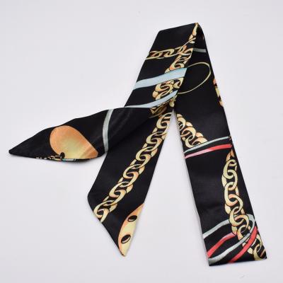 China Skinny Designer Printed Silk Scarf Women's Long Holiday Decoration Scarf Small Scarves 2021 New Printing Handle Silk Bag for sale