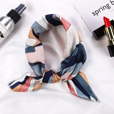 China Holiday Decoration Square Scarf 2021 Fashion Hijab Silk Shawls For Women Polyester Satin Printing Small Head Neck Scarf for sale