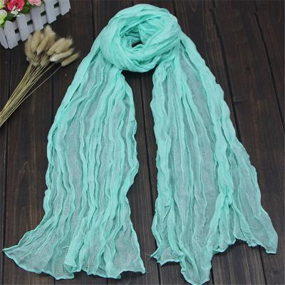 China Short hair/cotton canvas/monochrome/interwoven winter candy color shawl women's polyester warm scarf long veil cotton ladies cotton thin fold canvas scarves for sale