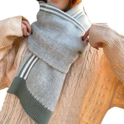 China New Design Fashion Imitation Warm Striped Scarf Imitation Cashmere Warm Striped Scarf Soft Wild Thick Winter Woman Long for sale