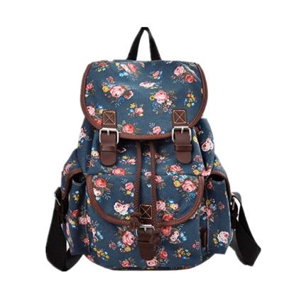 China Wholesale Daily School Life Printed Canvas Bags Large Capacity Custom Vintage School Backpack for sale