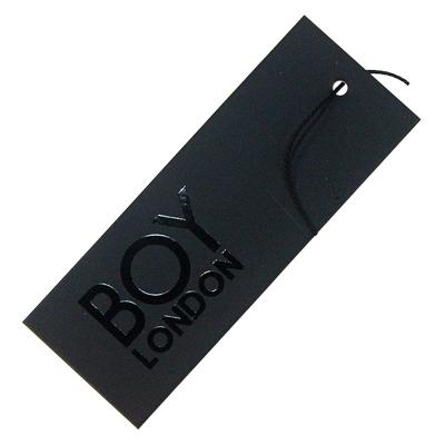 China Logo Paper Card Recycled Sustainable High Quality Custom Embossed Garment Tags Paper Hanger Tag, Shirt Wrapping Paper Wholesale Hanger Tag for sale