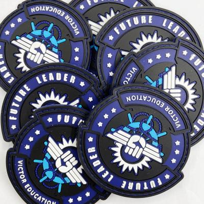 China high density custom 3D garment pvc badges rubber patch label soft silicone patches for clothing with hook and loop for sale