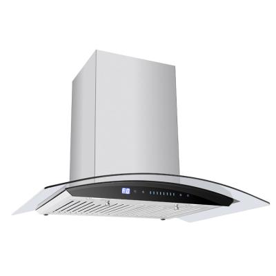 China Commercial Manufacturers Selling 1*72W DC Motor Curve Chimney Hood For Restaurant for sale