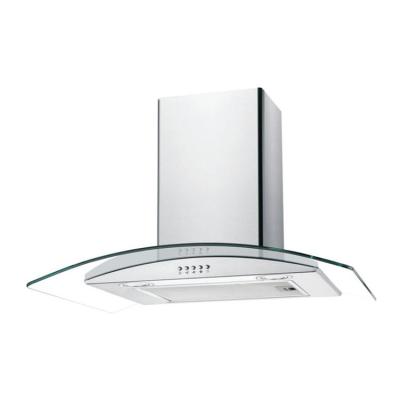 China Economical Commercial Smoke Extractor Push Button Panel Curve Chimney Hood for sale