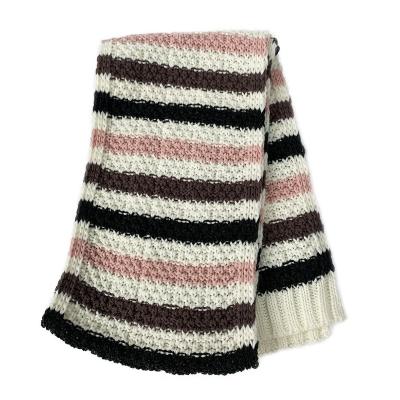 China Newest Style Custom Fashion Scarf Soft Handfeel Knitted Striped Hijab Little Girls Winter Scarf for sale