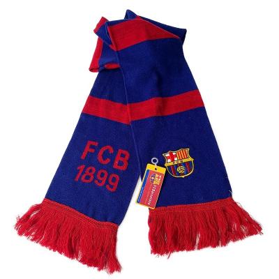 China Hot Sale Newest Scarf Logo Football Team Acrylic Knitted Scarfs Soccer Scarf With Tassel for sale