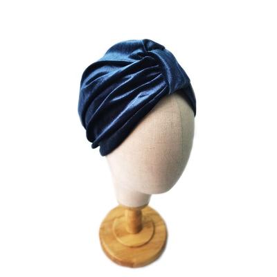 China Four Seasons Velvet Soft Women's Retro Solid Color Multi-Functional Turban Hat Knot Turban Hats for sale