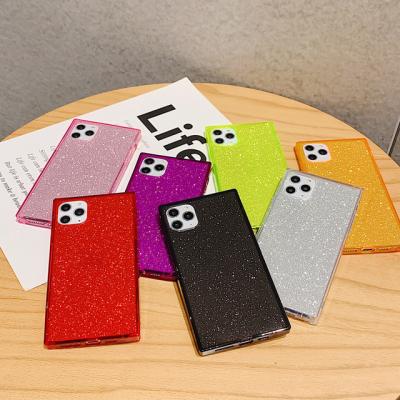 China New Arrival Glitter Square Phone Case For Iphone12 pro Back Covers For Iphone12 pro Max Bling Clear Case For Iphone 12 For iphone series for sale