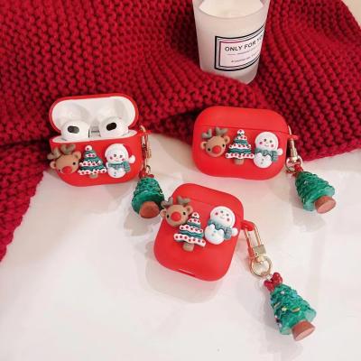 China Anti-fall Christmas Gift Christmas Trees Hanging Ornament Case For Airpods 1 2 3 Christmas Box for sale