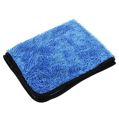 China Car washing& Drying 20'' Blue Twist *24 Pile 850GSM Microfiber Thick Car Cleaning Cloth for sale