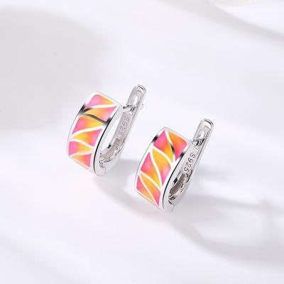 China 2021 Fashionable Trendy Enamel Charm Colorful Earrings Wedding Stud Earring For Women 925 Silver Jewelry EE0010 for sale