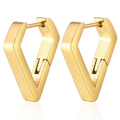 China Trendy Trendy Trending Stainless Steel Jewelry Normcore Style Clip Earring For Wedding Geometric Internet Celebrity Triangle Earrings for sale