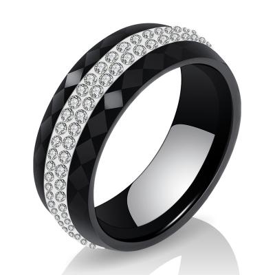 China Trendy Simple Eternity Diamond Ring Ceramic Jewelry Wedding Rings Institut Personality Set Couples Engagement for sale