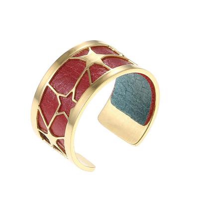 China TRENDY Hot Jewelry Star Ring 18K Gold Jewelry Adjustable Resevible Resevible Leather Rings Stainless Steel Women Leather Rings for sale