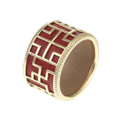 China YILINGUnique Reversible Interchangeable Leather Brass Replay Design PU Leather Jewelry Ring With Buddhist Elements Pattern for sale