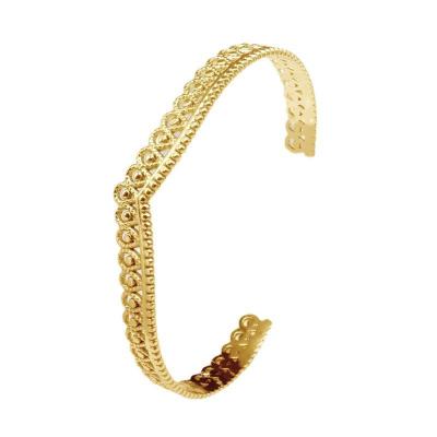 China Retro Femme Gold Plated Crown Cuff Bracelet New Cast Stainless Steel Jewelry 18k Pvd Bracelet & Unique For Women for sale