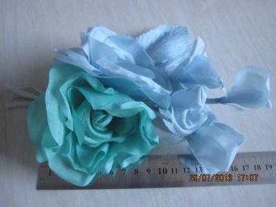 China Blue Green Headpieces Wedding Craft Silk Flower Heads For Hat / Fascinator / Bag for sale