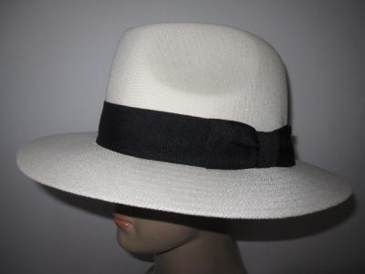 China Ivory Wide Flat Brim Polyester Mens Straw Fedora Hat , Crown Size 56cm / 58cm for sale