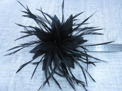 China Beautiful Fashion Scattered Black Cock Feather Flower Fascinator For Hats , Bags for sale