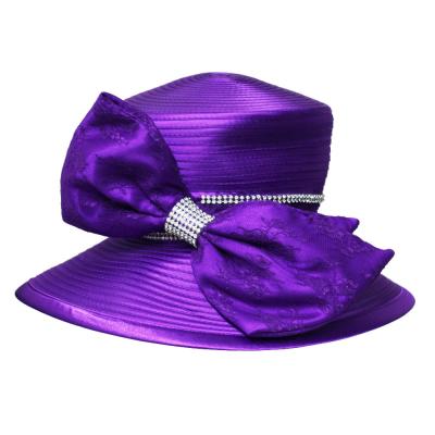 China Lace Covered Big Bow Satin Braid Ladies' Church Hats , ladies formal hats for sale