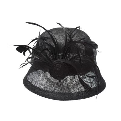 China Cloche Sinamay Ladies Fashion Hats Feather Trim for Day Wear for sale