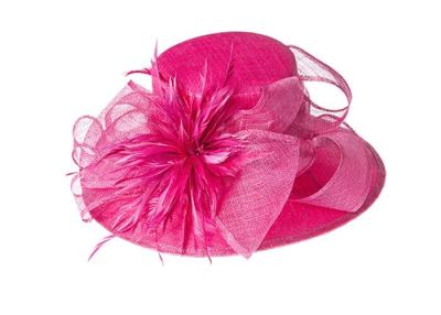 China Hot Pink ladies occasion hats biots Trimming Horse Racing with Sinamay for sale