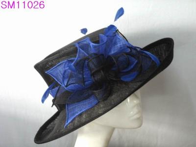 China Big Brim Sinamay Ladies Hats / ladies occasion hats Ruffle Trimming for sale