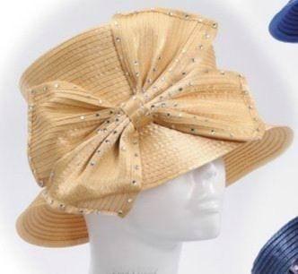 China 100% Polyester Satin Braid Beige Ladies' Church Hats , Big Bow Diamond for sale