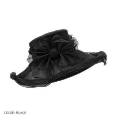 China Lightweight Custom Women Ventilated Organza Hat with Double Layer Bow for Special Occasion for sale