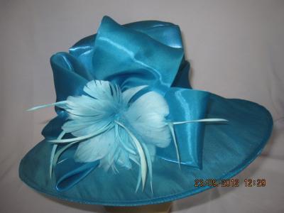 China Feather Flower, Elegant Ladies Organza Hat With Satin Sweatband For Party, Normal Day for sale