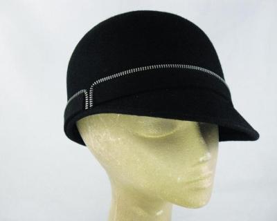 China Cute Cap Shape Custom Casual Ladies’ Wool Felt Hats with Wool Band Zip for Fashion Place for sale