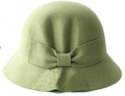 China Small Cloche Shape Fashion Ladies’ Wool Felt Hats With Felt Bow Trimming For Normal Day for sale