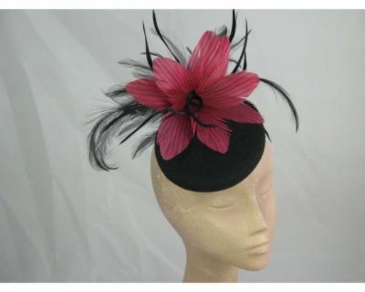 China Stylish Ladies’ Wool Felt Hats, 100% Wool Mini Headpiece with Lily Flower, Feather for sale