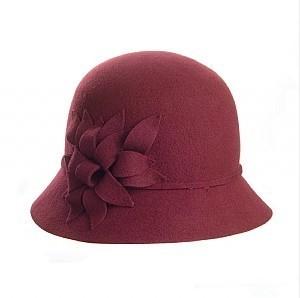 China Round Crown Elegant Ladies’ Church Wool Felt Hats with Self Felt Flower for Normal Day for sale